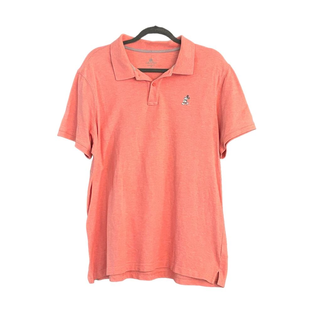 Disney Parks Men’s Polo Shirt Size XL Orange Golf Cotton Athletic Preppy Beachy